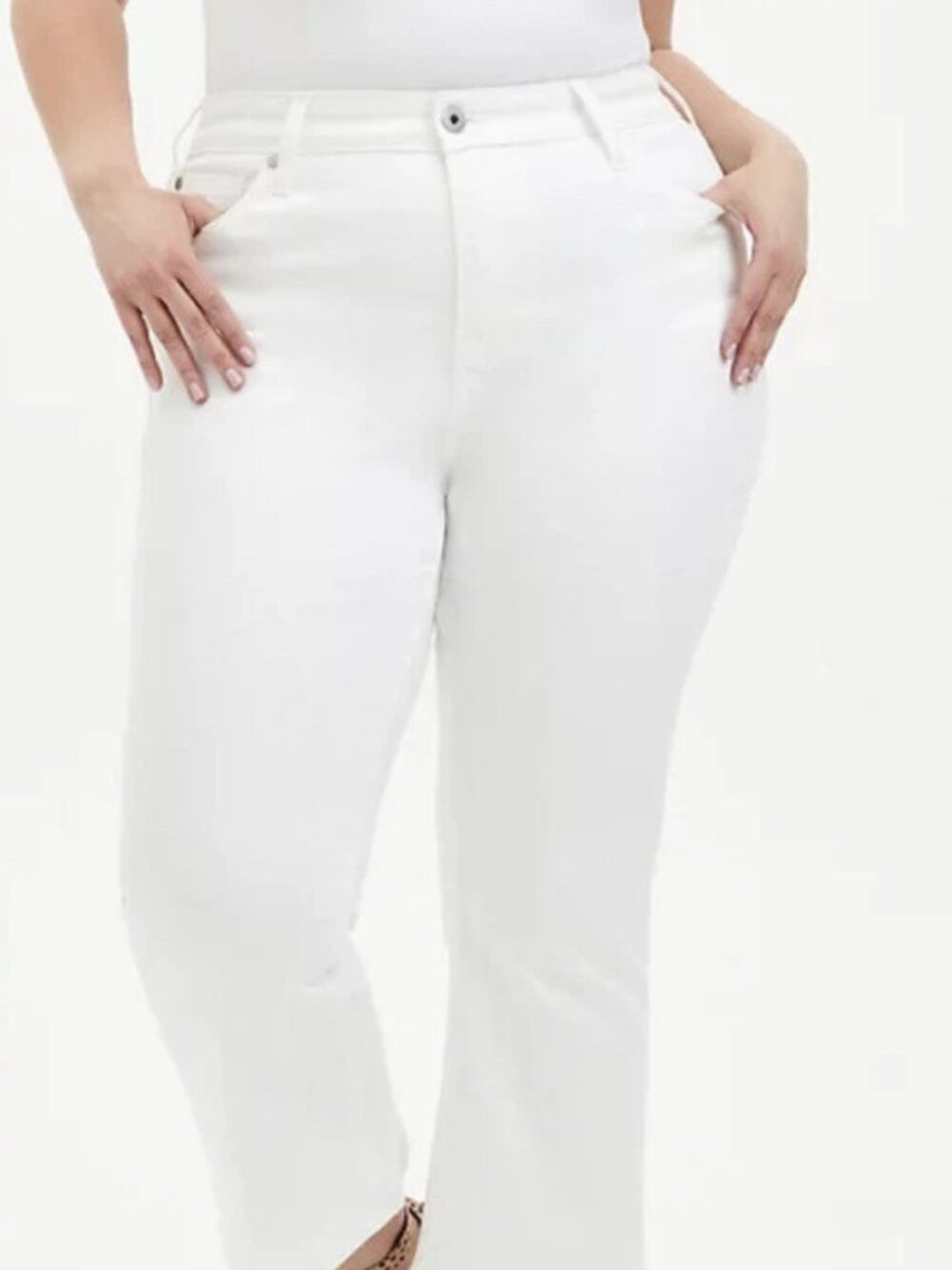 Torrid Jeans 24 S White Straight Leg Ankle Crop Stretch Cotton Denim Plus Size